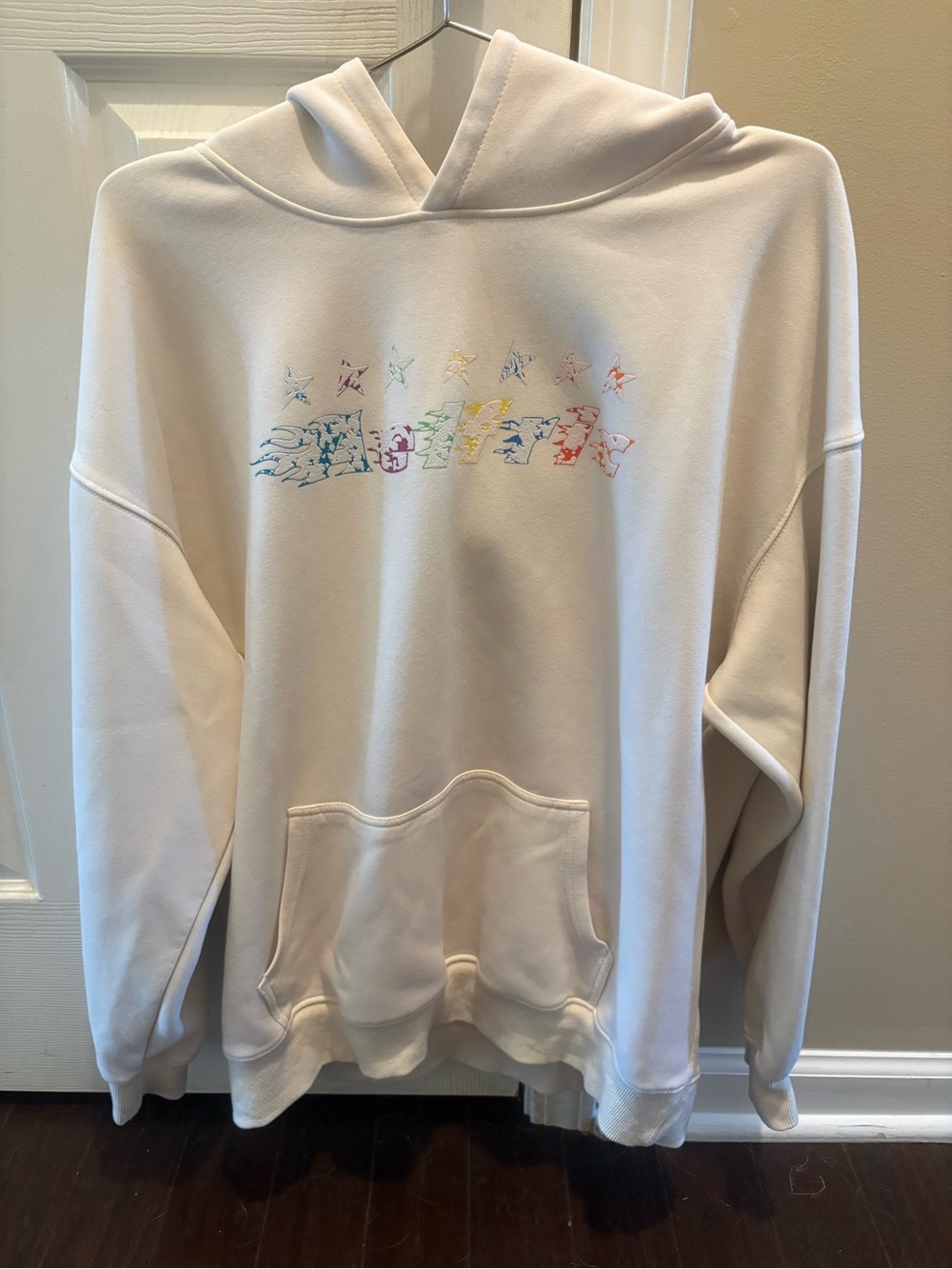 Aelfric Eden Cream Hoodie with Rainbow Logo medium